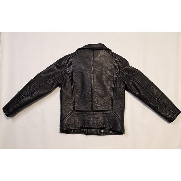 Diesel Jacket Youth 8 Black Moto Biker Leather Look Asymmetrical Zip Pockets - Picture 5 of 13